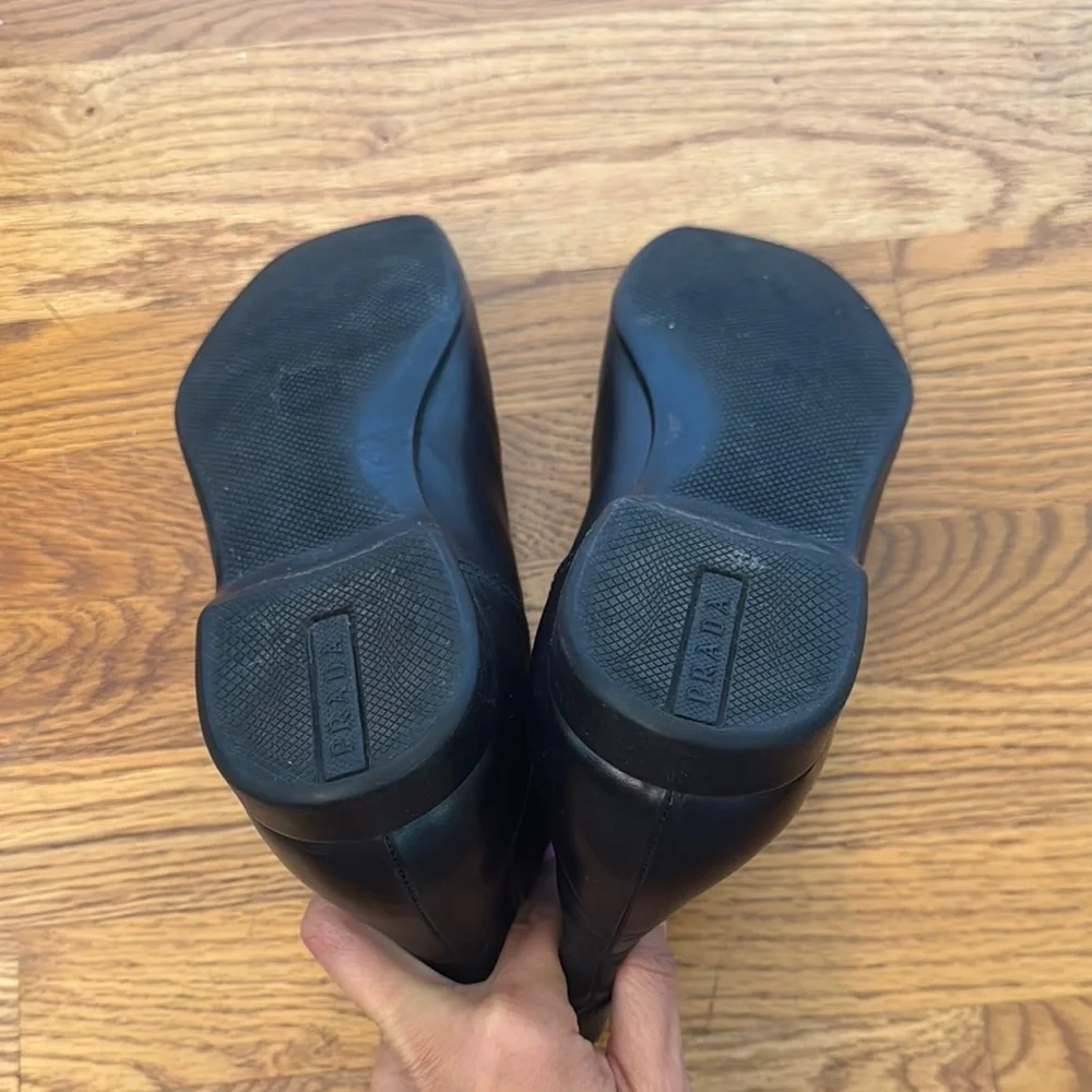 Men’s Authengic Prada Black Leather Square-Toe Boots